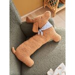 Coussin chien teckel en sherpa achille marron