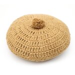 Coussin coton rond crochet lenka moutarde Coussin coton rond crochet lenka moutarde