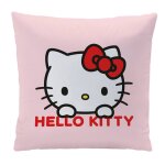 Coussin forme imprim� 100% polyester, hello kitty pois rose