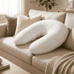 Coussin de maternit� 3 en 1 : grossesse, allaitement & repos - housse double gaze coton - blanc blanc ...
