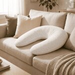 Coussin de maternit� 3 en 1 : grossesse, allaitement & repos - housse double gaze coton - blanc blanc ...
