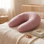 Coussin de maternit� 3 en 1 : grossesse, allaitement & repos - housse double gaze coton rose fushsia