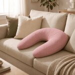 Coussin de maternit� 3 en 1 : grossesse, allaitement & repos - housse double gaze coton rose fushsia