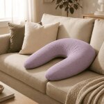 Coussin de maternit� 3 en 1 : grossesse, allaitement & repos - housse double gaze coton rose p�le