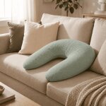 Coussin de maternit� 3 en 1 : grossesse, allaitement & repos - housse double gaze coton vert