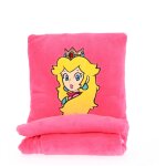 Coussin plaid 2 en 1 super mario peach polyester rose