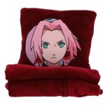 Coussin plaid 2 en 1 naruto shippuden sakura polyester rouge