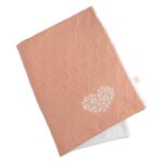 Couverture b�b� en coton avec broderie - petit coeur rose
