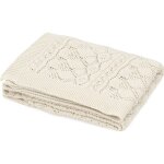 Couverture b�b� en tricot pointelle off white (100 x 80 cm) blanc