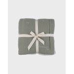 Couverture brode 100x140 cm en gaze de coton bio vert