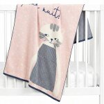 Couverture en coton bio gots rose, chat