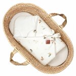 Couverture d'emmaillotage gallina �cru motif poules champ�tre