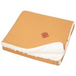 Couverture en gaze de coton et sherpa jeanne camel