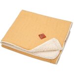 Couverture en gaze de coton et sherpa jeanne camel  pois or