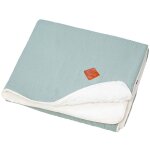 Couverture en gaze de coton et sherpa jeanne vert de gris