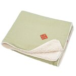 Couverture en gaze de coton et sherpa jeanne vert  pois or