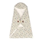 Couverture nomade � capuche en coton - esmee blanc / bleu