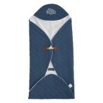 Couverture nomade � capuche en coton - esmee bleu