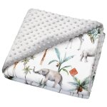 Couverture r�versible en minky safari gris