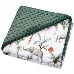 Couverture r�versible en minky safari vert