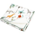 Couverture rversible en sherpa safari safari, vert, gris, blanc