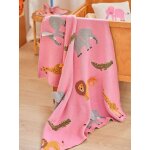 Couverture en tricot pour b�b� animals avec d�tails 3d rice, rose rose bonbon