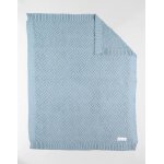 Couverture en tricot bio bleu