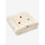 Couverture tricot happy boh�me �cru