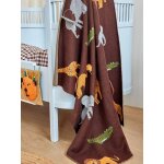 Couverture tricot�e b�b� animals avec d�tails 3d rice, marron marron