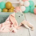 Couverture de voyage coussin �l�phant enfant green and pink pastel
