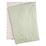 Couvre lit b�b� en coton - botanica vert tilleul