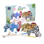 Croquet en bois animaux petit safari bleu
