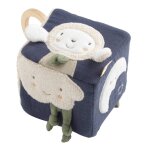 Cube d'activit�s b�b� en coton bio - petit coeur bleu