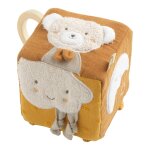 Cube d'activit�s b�b� en coton bio - petit coeur jaune