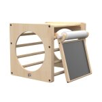 Cube d'escalade avec tableau cr�atif montessori bois fsc� marron - blanc