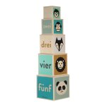 Cubes gigognes animaux et chiffres en bois beige Cubes gigognes animaux et chiffres en bois beige
