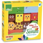 Cubes sonores animaux de la savane jaune