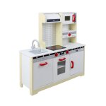 Cuisine en bois pour enfant 3 portes l 97, 2 x p 30 x h 97 cm lolly jaune et blanc