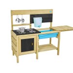 Cuisine d'ext�rieur pour enfant deluxe bois fsc� marron - bleu - noir