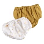 Culotte bloomer bébé en coton lot de 2 blanc / jaune Culotte bloomer bébé en coton lot de 2 blanc / jaune