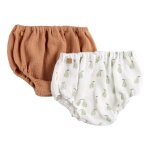Culotte bloomer bébé en coton lot de 2 blanc / orange Culotte bloomer bébé en coton lot de 2 blanc / orange