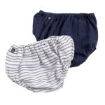 Culotte bloomer bébé en coton lot de 2 bleu / blanc Culotte bloomer bébé en coton lot de 2 bleu / blanc