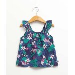 Debardeur 100% coton fille imprime fond bleu