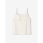 Dbardeur fille fines bretelles avec volants brods cru