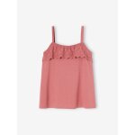 Dbardeur fille fines bretelles avec volants brods vieux rose