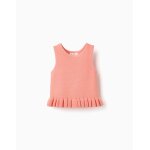 D�bardeur en maille avec volants corail clair