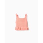 D�bardeur en maille avec volants corail clair