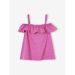 Dbardeur volant fille en tissu fantaisie relif pivoine