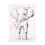 D�coration murale peinture �l�phant 30x40cm blanc �l�phant