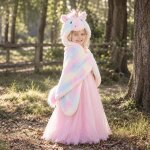 D�guisement enfant cape licorne arc en ciel super douce rose